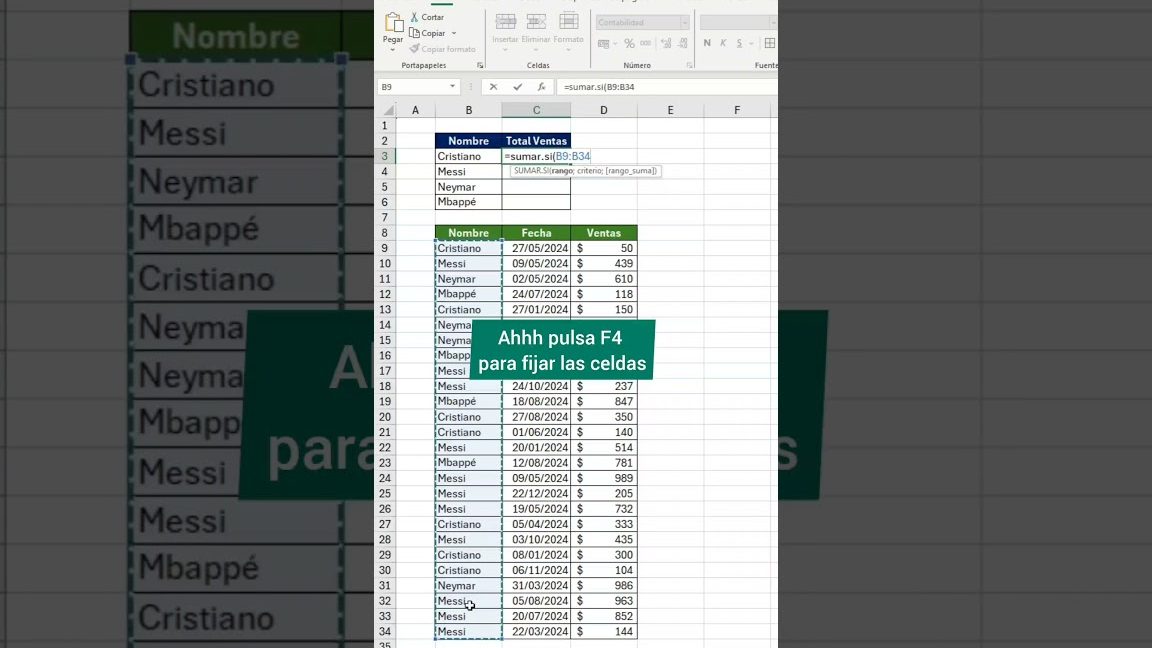 Determinar qué función es la correcta para sumar una fila